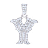 925 Silver Pendant Letter "Y" Moissanite 0.48Ctw